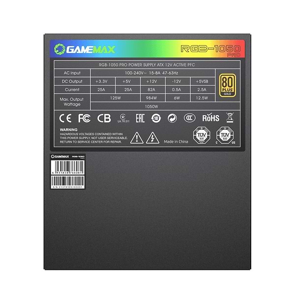Фото - Блок питания для ПК Gamemax 1050W 80 Gold (RGB-1050 PRO)