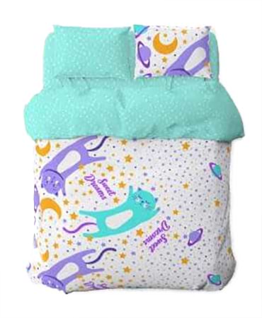 Комплект постельного белья Home Line Коты и звезды бирюзовый (162243)