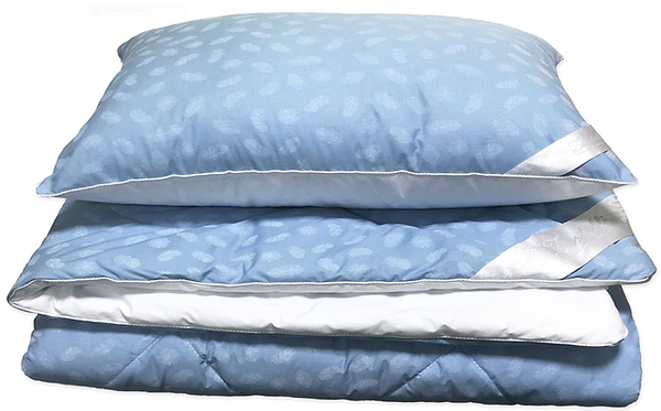 Фото - Ковдра всесезонна полуторна Zastelli Лебединий пух Blue/White 145х205 блакитно-біла (16261)
