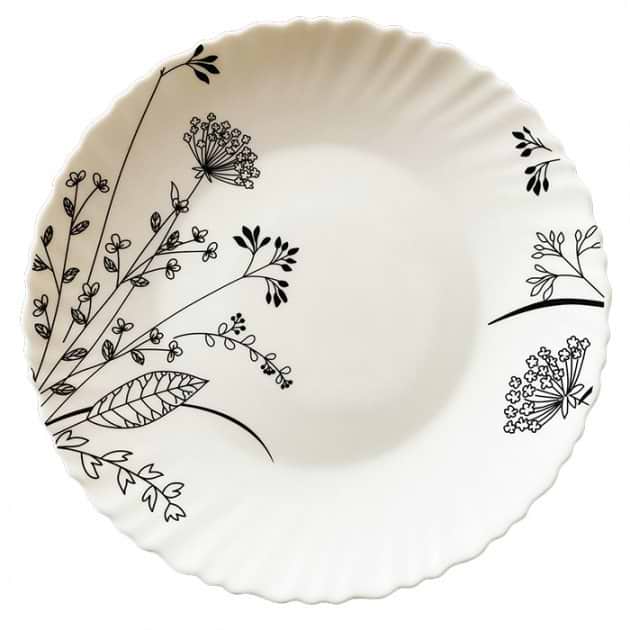 Тарелка обеденная Vittora V-220BW Черно белое соцветие 220 мм