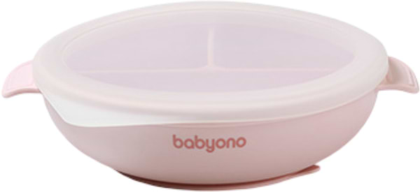 Фото - Тарілка для малюка BabyOno з присоскою та кришечкою Рожева (1661/02)