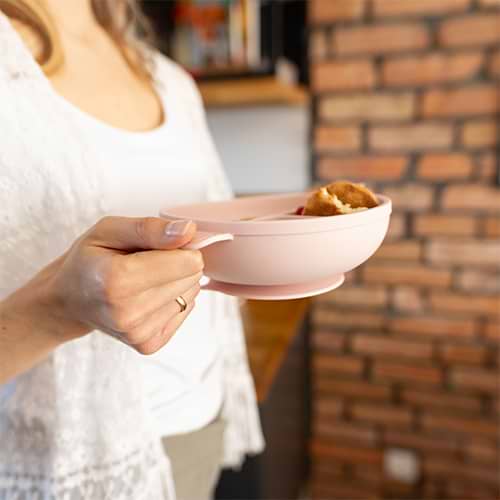 Фото - Тарілка для малюка BabyOno з присоскою та кришечкою Рожева (1661/02)