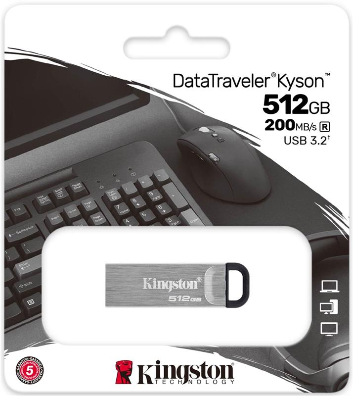 Фото - Флеш USB Kingston USB3.2 512GB DataTraveler Kyson Silver/Black (DTKN/512GB)