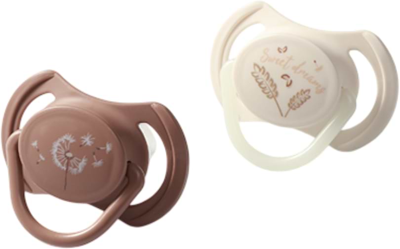Симметричная пустышка BabyOno 18 мес.+ бежевая/коричневая (1669/03)