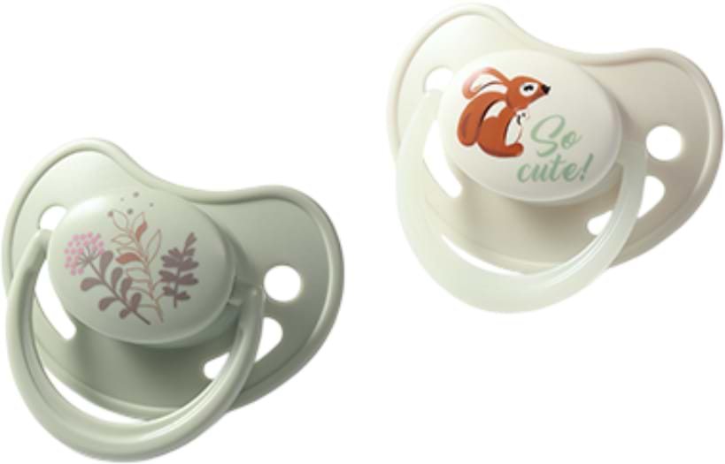 Анатомическая пустышка BabyOno 6-18 мес. бежевая/зеленая (1670/02)