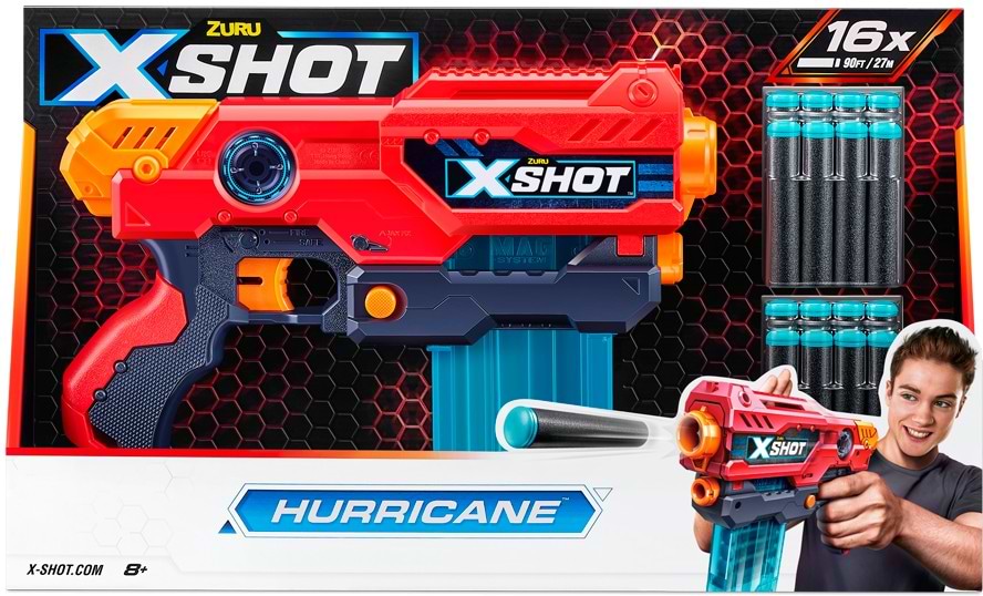 Бластер многозарядный ZURU X-Shot Red EXCEL Hurricane (16 патронов) (36440R)