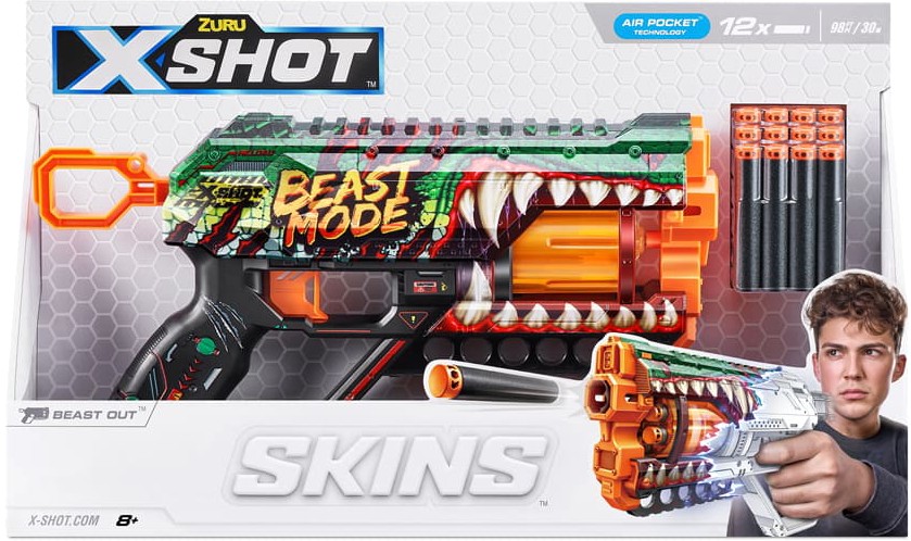 Бластер многозарядный ZURU X-SHOT Skins Griefer Beast Out (12 патронов) (36561A)