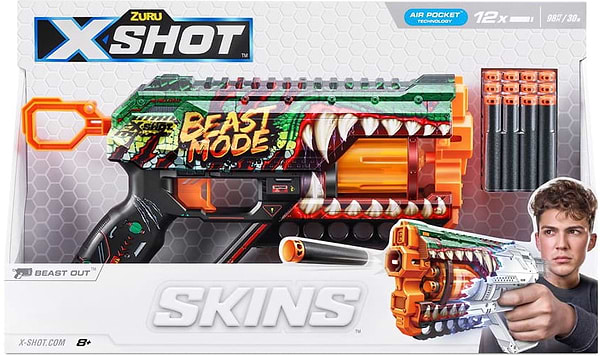 Фото - Бластер многозарядный ZURU X-SHOT Skins Griefer Beast Out (12 патронов) (36561A)