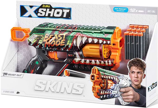 Фото - Бластер многозарядный ZURU X-SHOT Skins Griefer Beast Out (12 патронов) (36561A)