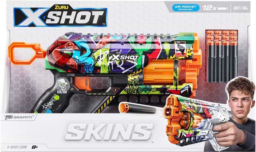Бластер многозарядный ZURU X-SHOT Skins Griefer Graffiti (12 патронов) (36561G)