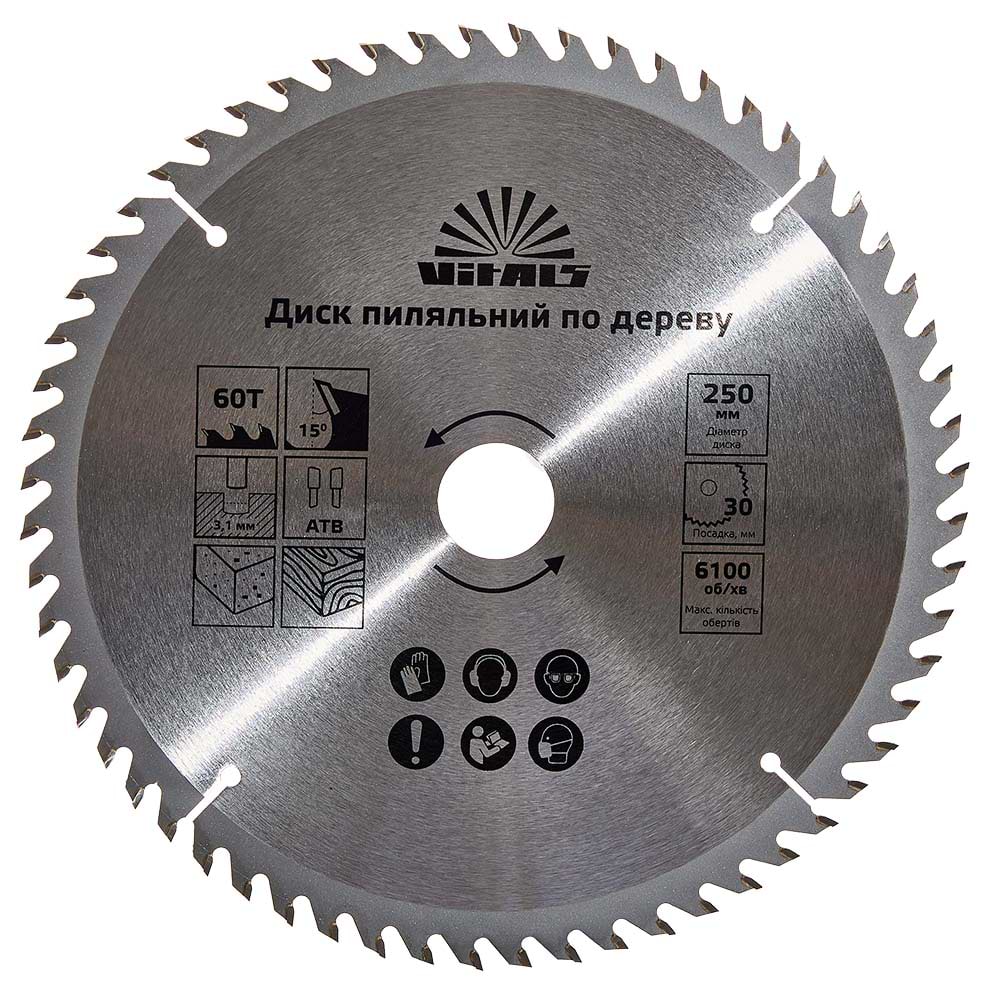 Круг відрізний по дереву VITALS 250x30/25.4, ATB 60 (168143)