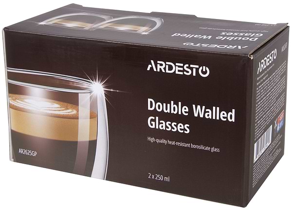 Фото - Набор стаканов с двойными стенками Ardesto 250 мл 2 шт. (AR2625GP)