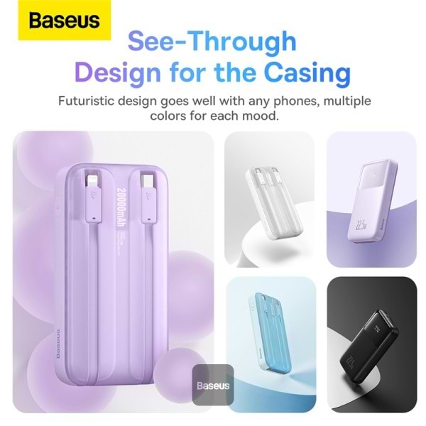 Фото - Батарея мобільна Baseus Comet Series 20000mAh 22,5W PD,QC USB-C,USB-A, with Cable Lightning/USB-C Purple (PPMD020105)