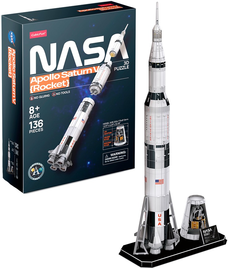 3D пазли Cubic Fun NASA "Ракета Аполлон Сатурн-5" (DS1059h) - Фото 1
