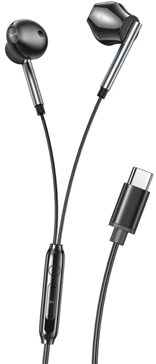Наушники вкладыши проводные XO EP66 Crescent Type-C digital decoding flat earphone, black (XO-EP66-Black)
