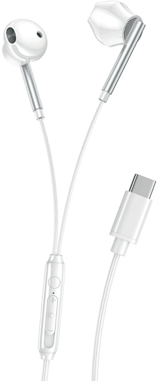 Наушники вкладыши проводные XO EP66 Crescent Type-C digital decoding flat earphone, white (XO-EP66-White)