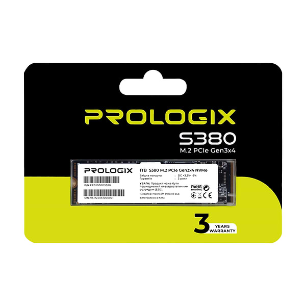 Фото - SSD-накопичувач внутрішній ProLogix 1TB S380 M.2 2280 PCIe 3.0 x4 NVMe TLC (PRO1000GS380)
