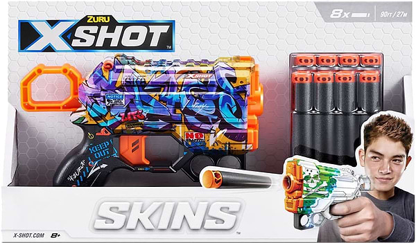 Фото - Бластер однозарядний
 ZURU Skins Menace Spray Tag (8 патронів) (36515D)