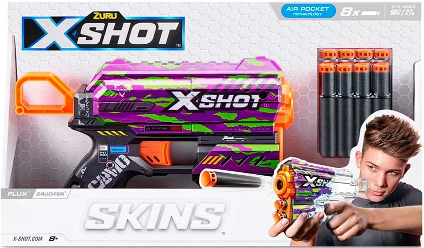 Бластер многозарядный ZURU X-Shot Skins Flux Crucifer, 8 патронов (36516J)