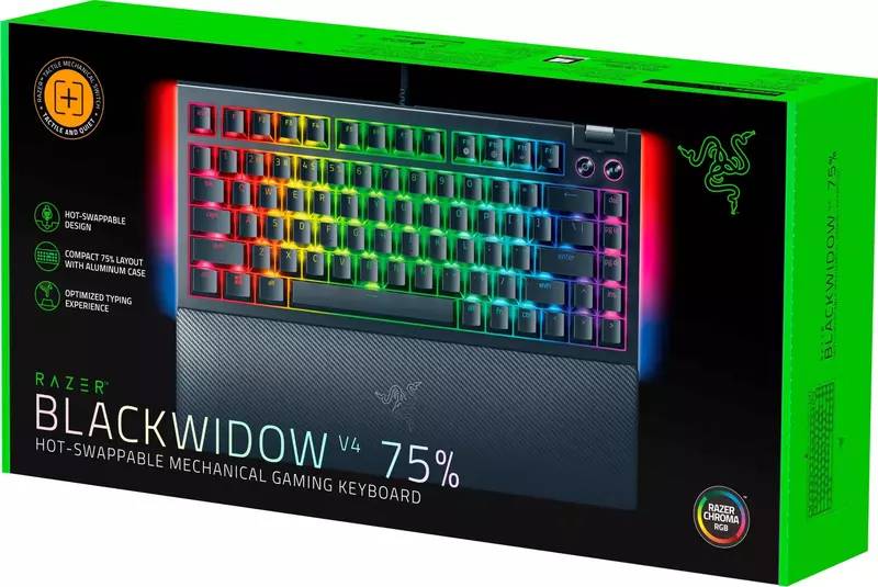 Фото - Клавиатура проводная игровая Razer BlackWidow V4 75% Black (RZ03-05000100-R3M1)