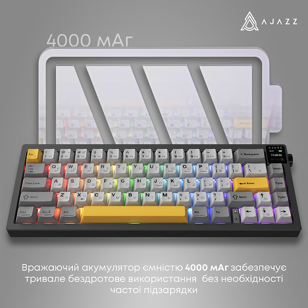Фото - Клавіатура бездротова ігрова Ajazz AK650 Flying Fish Switch Black RGB With Screen (AK650-FF-BGY)
