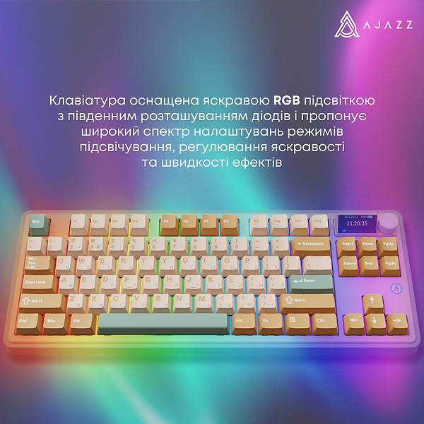 Фото - Клавіатура бездротова ігрова Ajazz AK870 Jasmine Switch (AK870-JS-YWG)