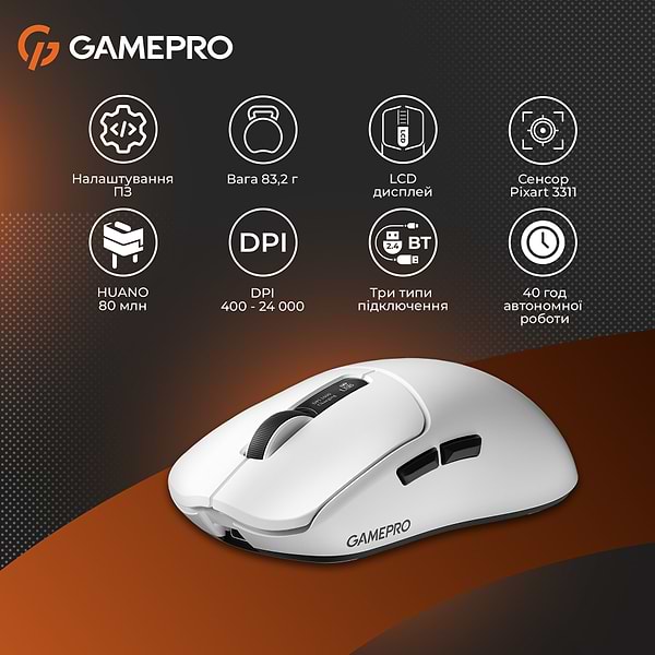 Фото - Мышь беспроводная игровая GamePro Genesis Ranker Wireless White (GM012W)