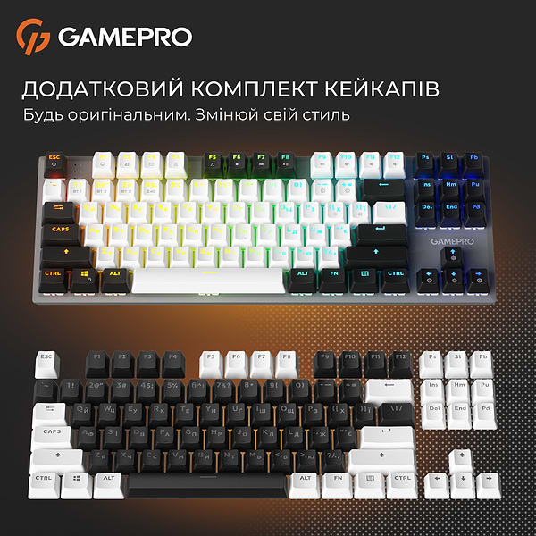 Фото - Клавиатура беспроводная игровая GamePro Genesis Joker Pro 87% Wireless/Bluetooth/USB Gray (MK124G Pro)
