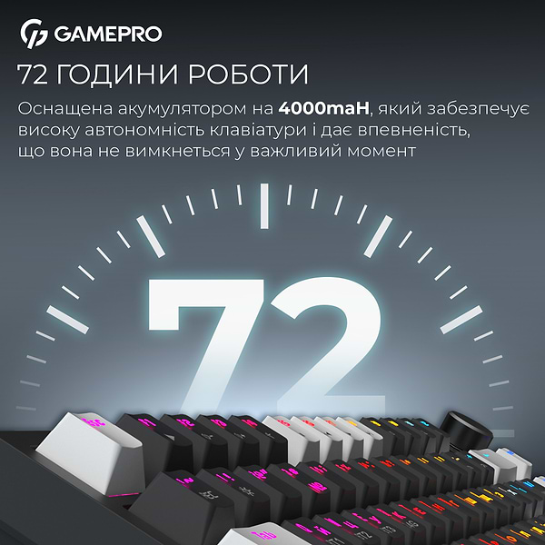 Фото - Клавіатура бездротова ігрова GamePro Asgard Valhalla Pro 75% Wireless/Bluetooth/USB Black (MK160B-D-Pro)