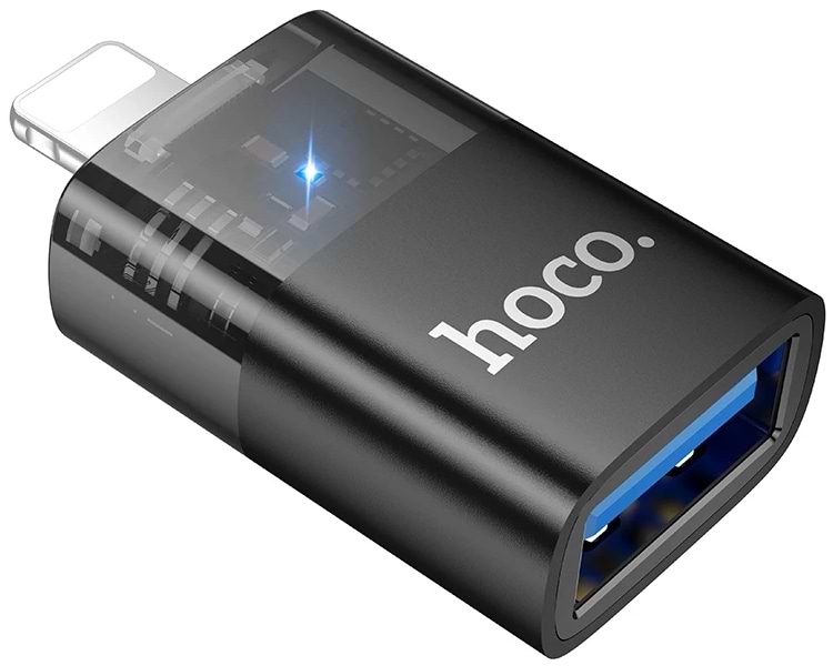 Перехідник HOCO UA36 iP male to USB female OTG Black (6942007647151)