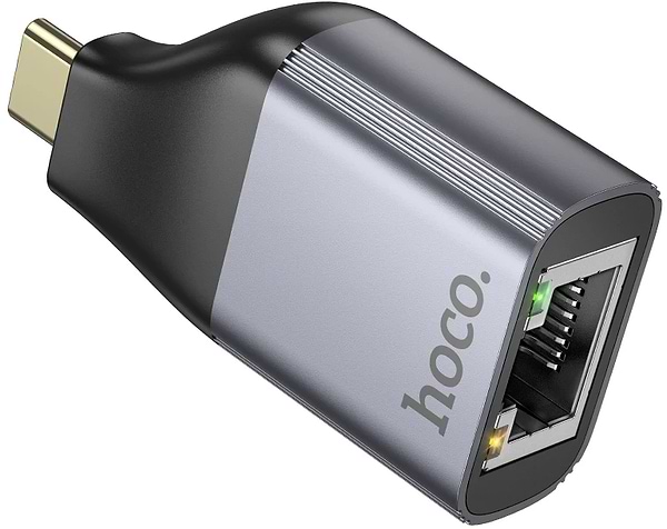 Фото - Перехідник HOCO UA35 Type-C to RJ45 Metal Gray (6942007645607)