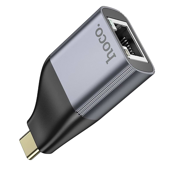 Фото - Перехідник HOCO UA35 Type-C to RJ45 Metal Gray (6942007645607)