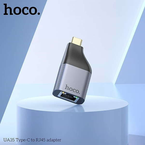 Фото - Перехідник HOCO UA35 Type-C to RJ45 Metal Gray (6942007645607)