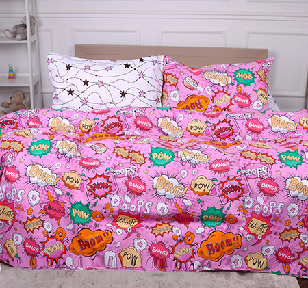 Комплект постельного белья детский MirSon 143х210 см Kids Time 17-0512 Bombs pink Бязь (2200007073252)