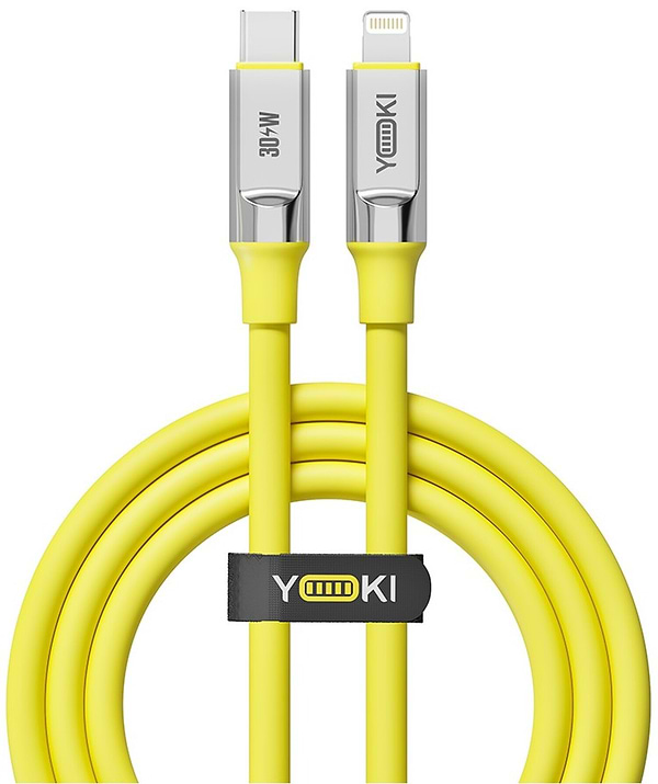 Фото - Кабель синхронізації даних YOKI ULTRA Type-C to Lightning 30W 1.2m Yellow (YK-UL61)