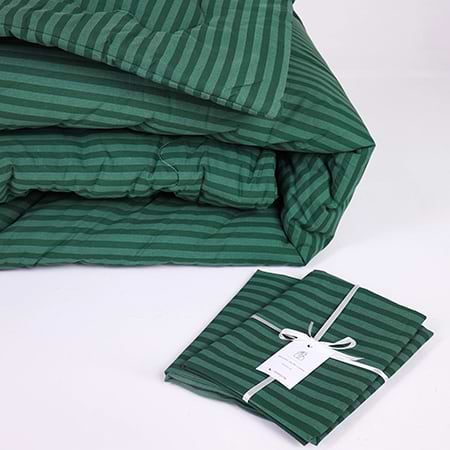 Одеяло зимнее двуспальное евро MirSon антиаллергенное №117 Сolor Fun Line 17-0612 Stripe Emerald EcoSilk 200х220 + нав. 2 шт. (2200010852646)