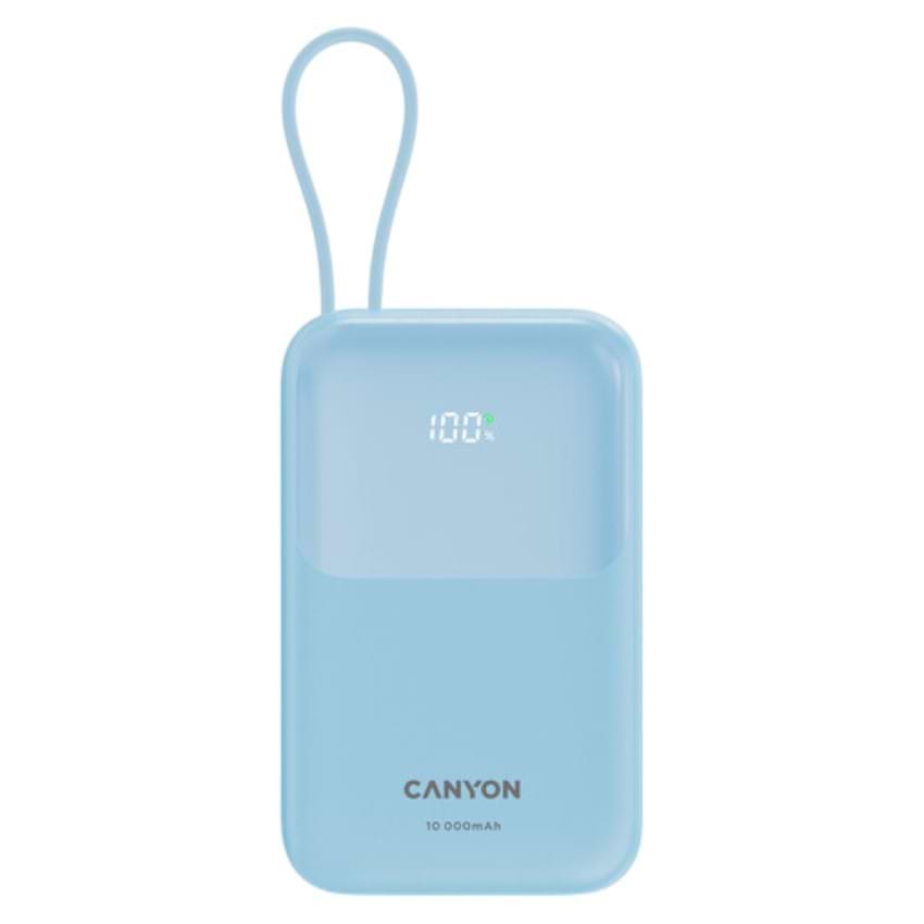Батарея мобильная Canyon OnPower 101 built-in cable 10000 mAh PD22.5W Blue (CNS-CPB101BL) - Фото 1
