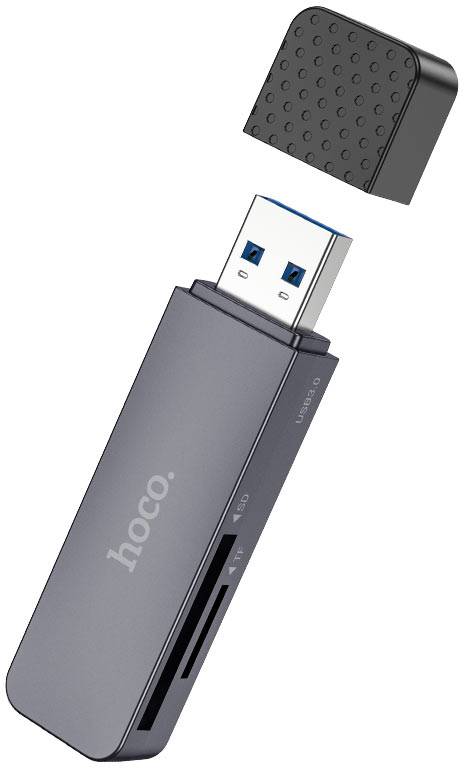 Кардридер HOCO HB45 Spirit 2-in-1 USB 3.0 card reader Metal Gray (6942007620505)