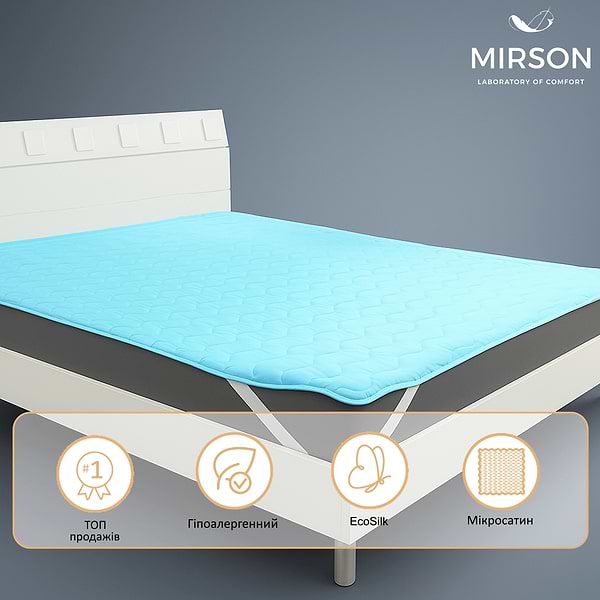 Фото - Наматрасник MirSon Eco Light №1713 EcoSilk Blue 150x200 см (2200002888509)