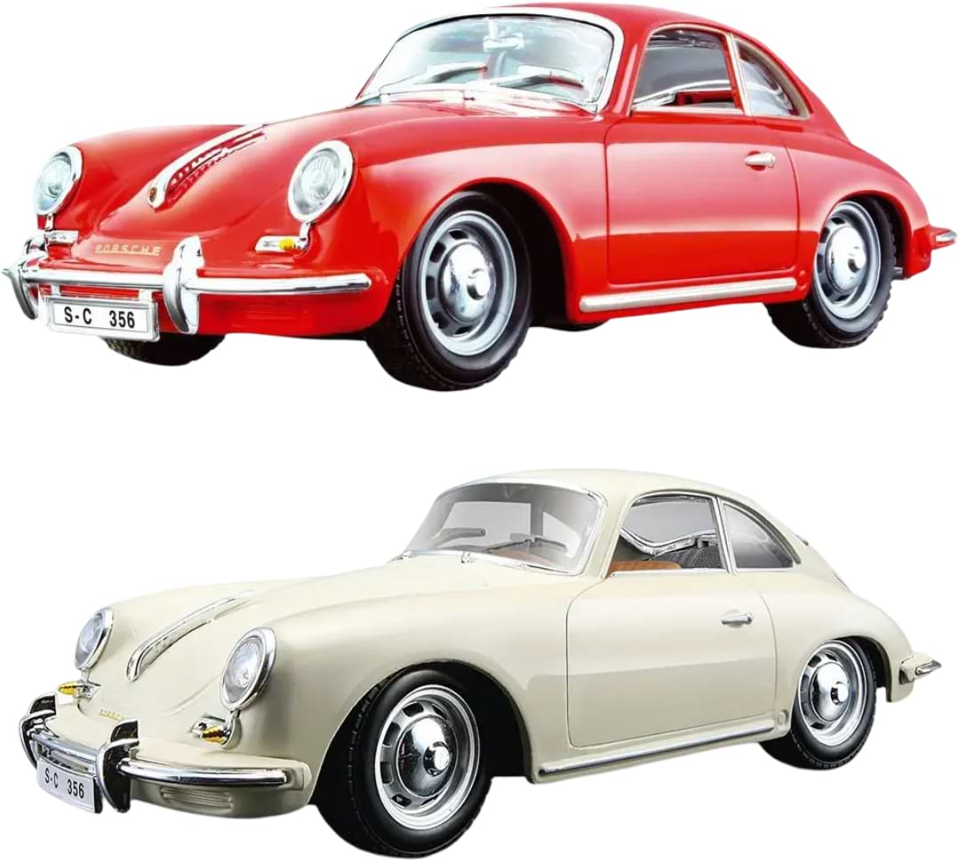 Колекційна машинка 1:24 Bburago Porsche 356B (1961) (асорті слонова кістка, червоний, 1:24) (18-22079)