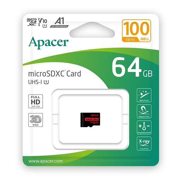 Фото - Карта памяти Apacer MicroSDHC 64GB UHS-I Class 10 (AP64GMCSX10UB-RA)
