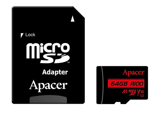 Фото - Карта памяти Apacer MicroSDHC 64GB UHS-I Class 10 + SD adapter (AP64GMCSX10UB-R)