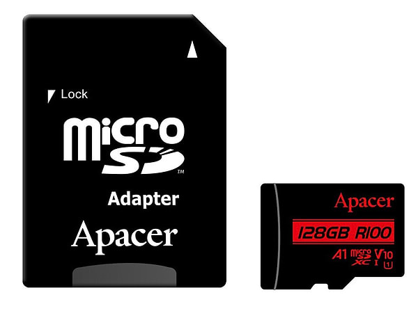 Фото - Карта памяти Apacer MicroSDHC 128GB UHS-I Class 10 + SD adapter (AP128GMCSX10UB-R)