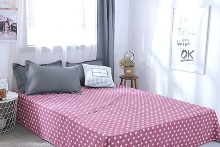 Фото - Простирадло двоспальне Zastelli бязь 51 білі зірки на рожевому 185х220 (17197)