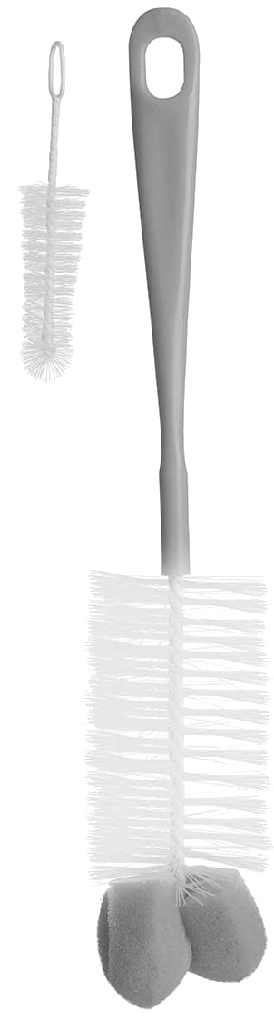 Йоржик для дитячих пляшечок BabyOno і сосок з губкою сірий (720/03)