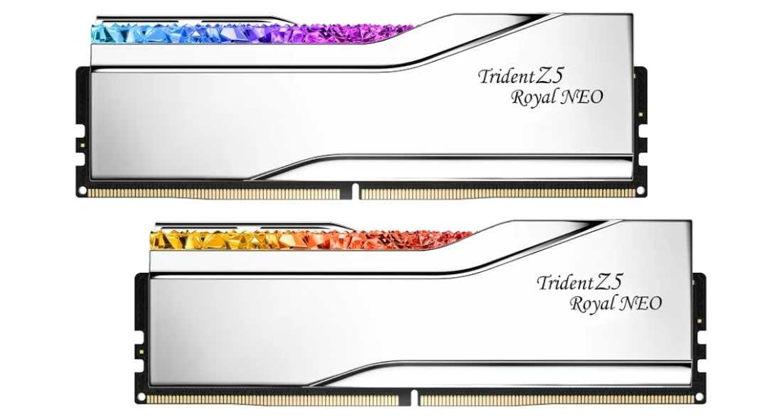Память DDR G.Skill Trident Z5 Royal NEO RGB Silver DDR5-8000 32GB (2x16GB) (F5-8000J3848H16GX2-TR5NS)