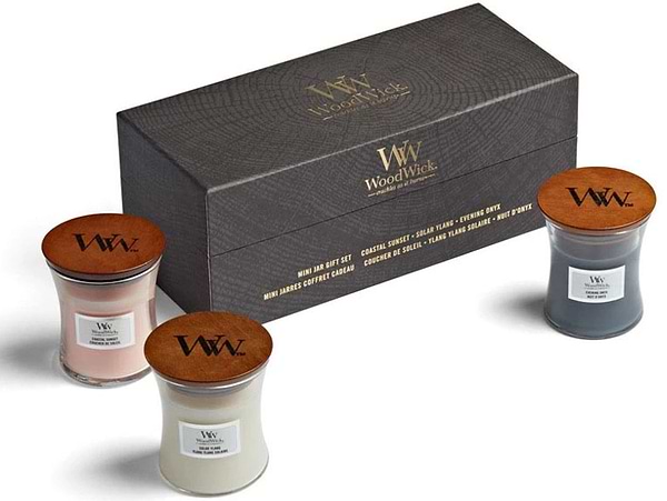 Фото - Набір свічок Woodwick mini Coastal Sunset, Evening Onyx, Solar Ylang (1727429E)