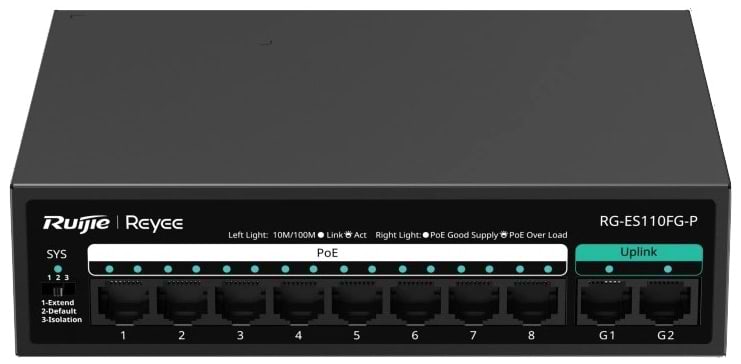Коммутатор локальної мережі (Switch) Ruijie Reyee RG-ES110FG-P