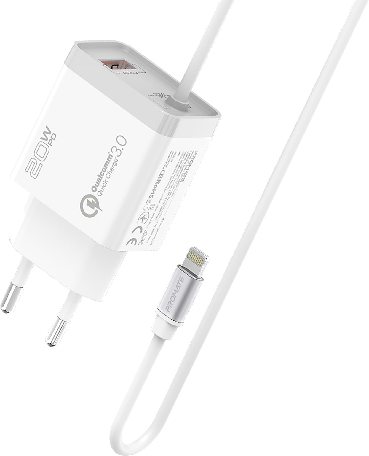 Сетевое зарядное устройство Promate Icharge-pdqc3.white - Фото 1