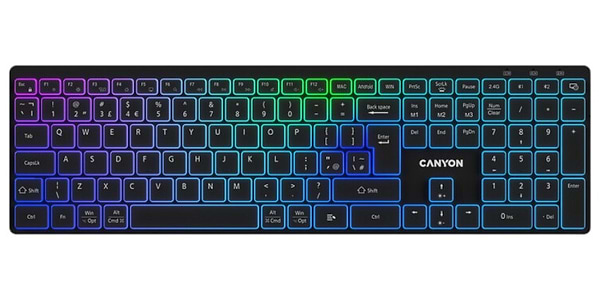 Фото - Клавіатура бездротова Canyon HKB-W11 Slim Dual Mode Wireless RGB EN/UA Black (CNS-HBTK11B)